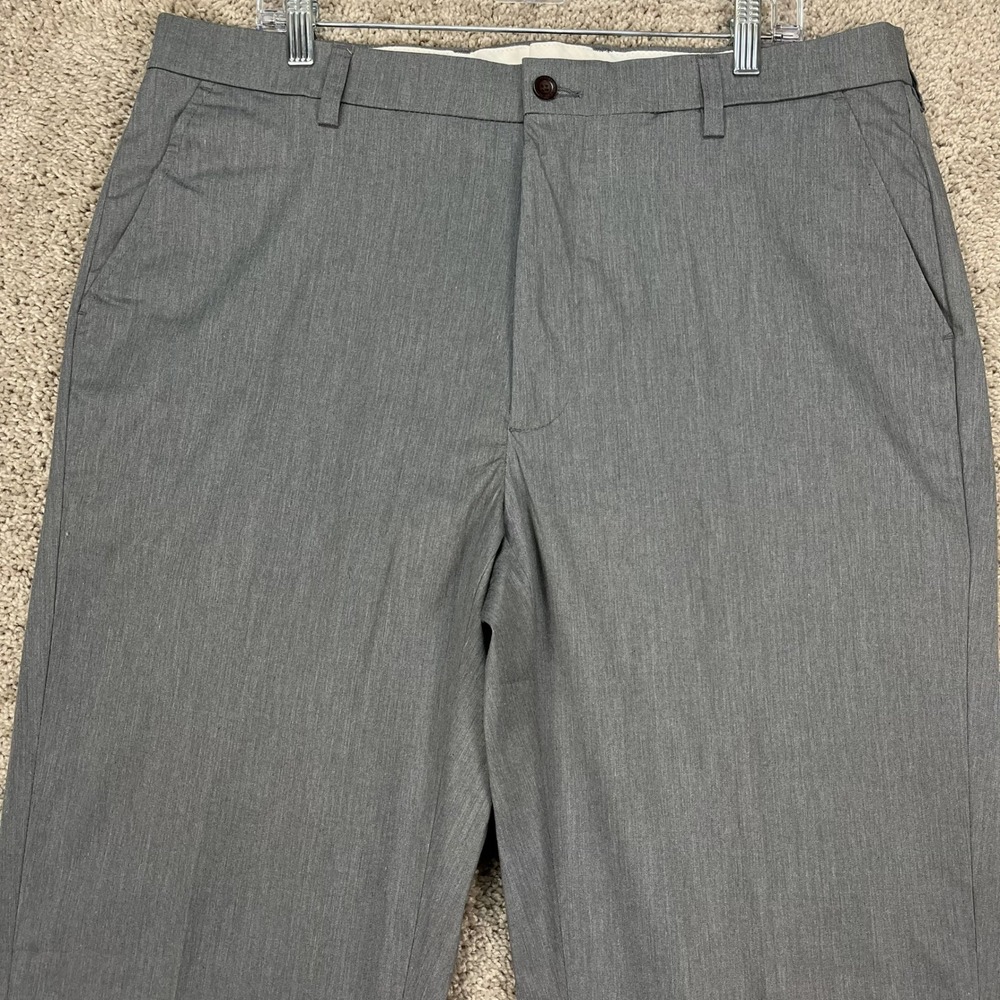 Orvis Pants Mens 38x35 Gray Dress Straight‎ Leg Flat Front Stretch Pocket EUC
